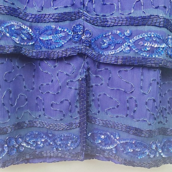 Vintage 1990's Stenay 100% Silk Fully Beaded Dress Sz 6 - Picture 7 of 7
